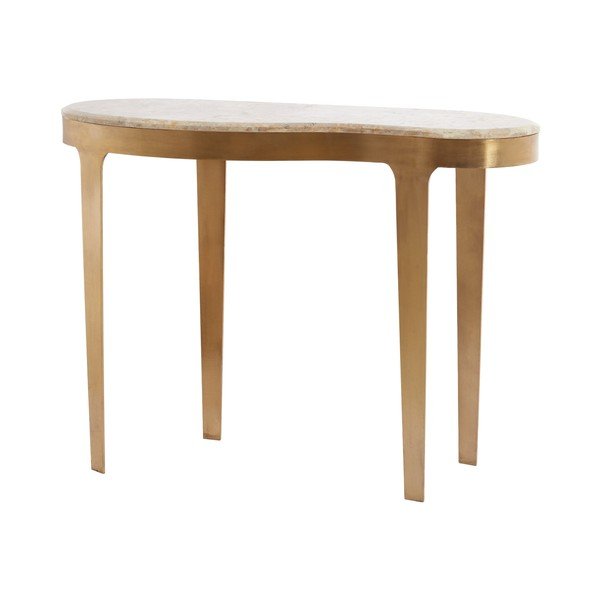 Bronzinės spalvos/taupe spalvos su marmuriniu stalviršiu konsolinis staliukas 40x110 cm Giulio – Light & Living-image-3