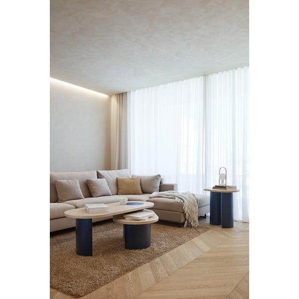 Mėlynos spalvos/natūralios spalvos kavos staliukas iš uosio 50x120 cm Nori – Teulat-image-1