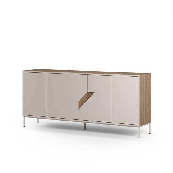 Šoninė spintelė kreminės spalvos/natūralios spalvos iš ąžuolo 180x80x40 cm Lilou – Marckeric-image-3