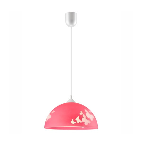 Vaikiškas šviestuvas rožinės spalvos ø 30 cm su stiklo gaubtu Mariposa – LAMKUR