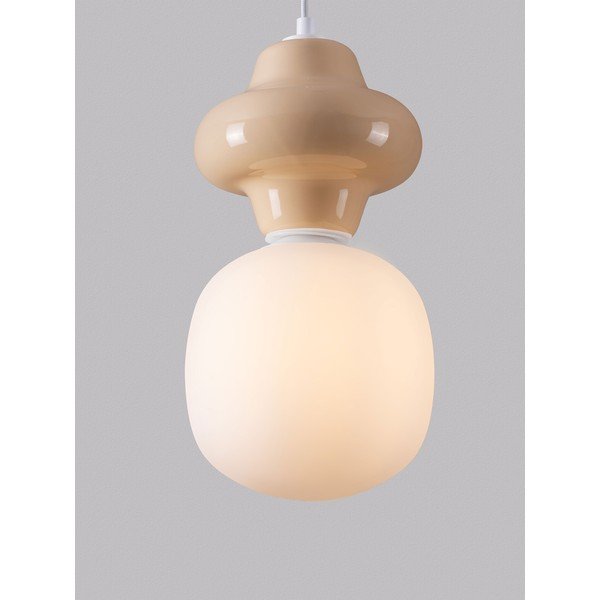 Baltos spalvos/kreminės spalvos iš keramikos kabantis šviestuvas ø 18 cm su stiklo gaubtu Clio – Nova Luce-image-1