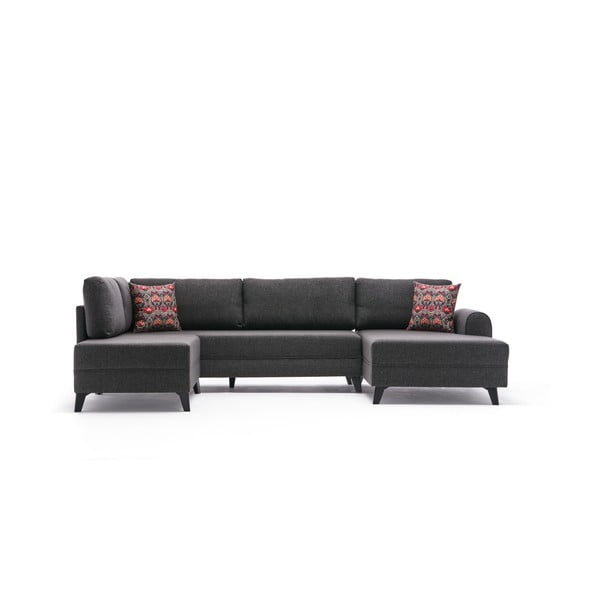 Kampinė sofa antracito spalvos („U“ formos) Belen – Balcab Home