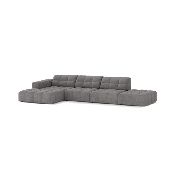 Pilkos spalvos kampinė sofa iš šenilinio audinio (su kairiuoju kampu/su gultu) Chicago – Cosmopolitan Design-image-1