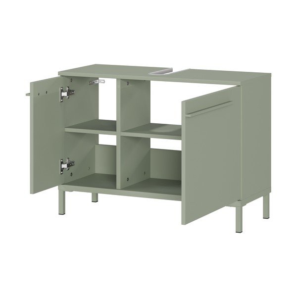 Žalios spalvos matinis spintelė po kriaukle 80x59 cm Laurino – Germania-image-3