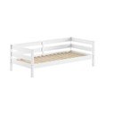 Baltos spalvos iš pušies masyvo vaikiška lova su lovos grotelėmis 90x200 cm Margrit – Vipack