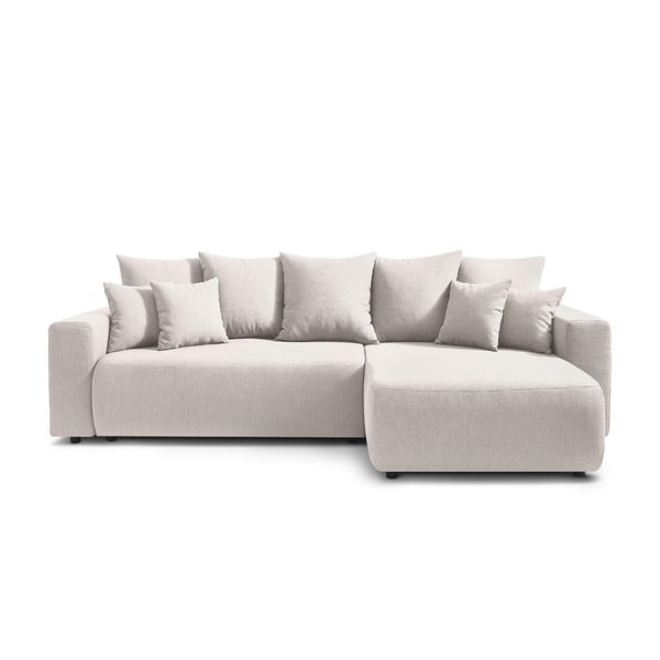 Šviesiai smėlio spalvos kampinė sofa-lova Bobochic Paris Envy-image-3