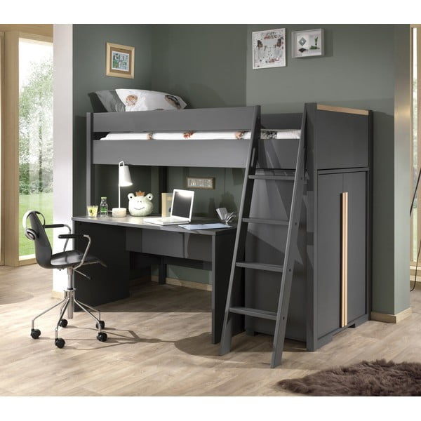 Tamsiai pilkas vaikiškas rašomasis stalas Vipack London-image-1