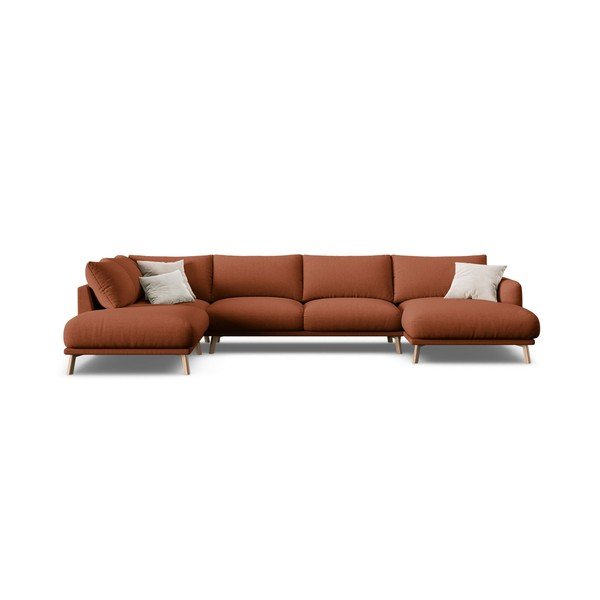 Terakotos spalvos kampinė sofa („U“ formos) Naomi – Micadoni -image-3