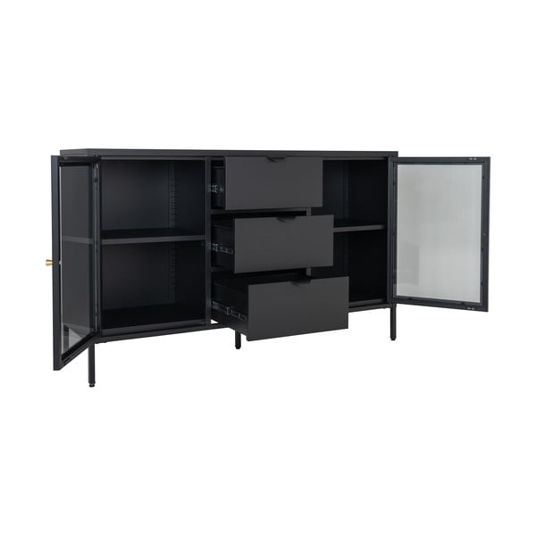 Iš metalo šoninė spintelė juodos spalvos 140x85 cm Dalby – House Nordic-image-4