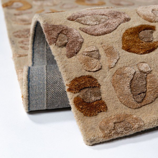 Rankų darbo natūralios spalvos iš vilnos mišinio kilimas 160x230 cm Leopard Frame – Flair Rugs-image-4