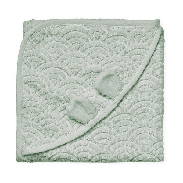 Mėtų spalvos iš organiškos medvilnės vaikiškas rankšluostis su gobtuvu 80x80 cm Dusty Green – Cam Cam Copenhagen