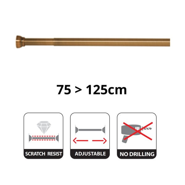 Matinės auksinės spalvos dušo užuolaidų strypas 75 - 125 cm Kreta – Spirella-image-3