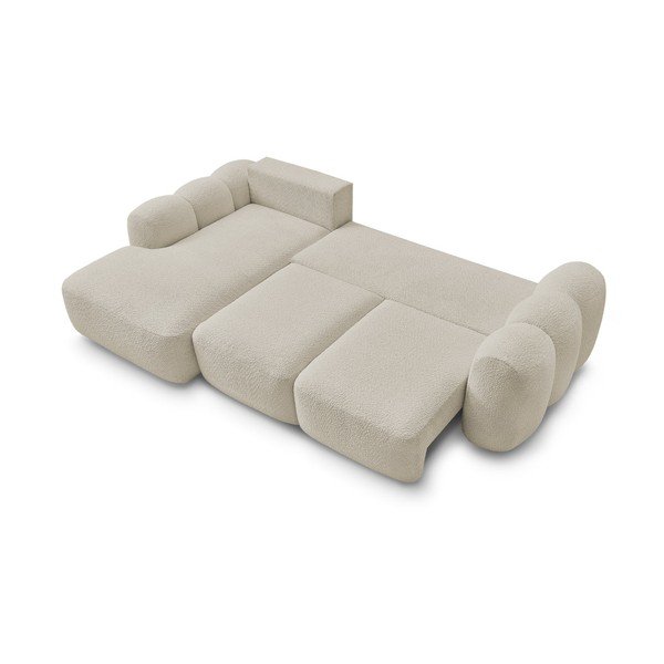 Smėlio spalvos sulankstoma/su sandėliavimo vieta kampinė sofa iš boucle (su kairiuoju kampu/su gultu) Montaigne – Bobochic Paris-image-3