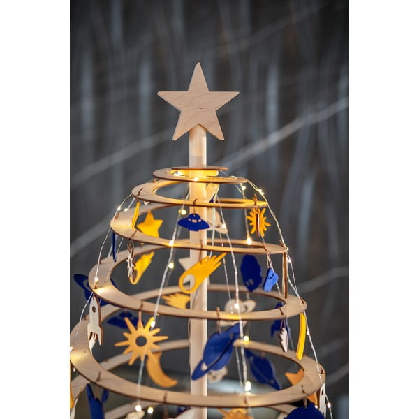 Medinė žvaigždė ant dekoratyvinės eglutės Spira Small-image-2