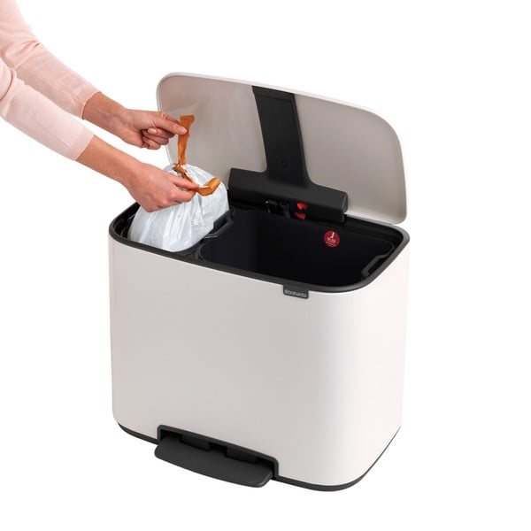 Iš plieno šiukšliadėžė baltos spalvos rūšiavimui/su pedalu 34 l Bo – Brabantia-image-3