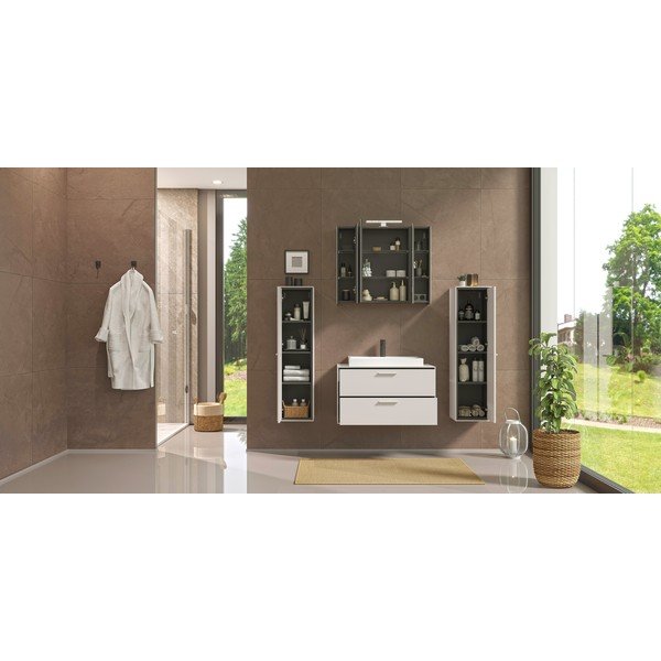 Pilkai smėlinės spalvos pakabinama spintelė su kriaukle 80x47 cm Sovana – Germania-image-2