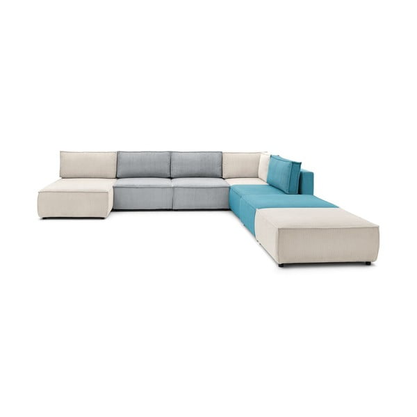 Kampinė sofa iš kordinio velveto („U“ formos/kintama) Nihad modular – Bobochic Paris-image-3
