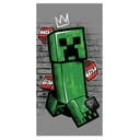 Žalios spalvos/pilkos spalvos iš medvilnės vaikiškas rankšluostis 70x140 cm Minecraft "Metro Art Creeper" – Jerry Fabrics