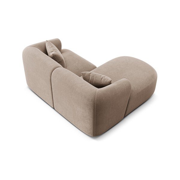 Šviesiai rudos spalvos kampinė sofa iš velveto (su kairiuoju kampu/su gultu) Campi – Cosmopolitan Design-image-4