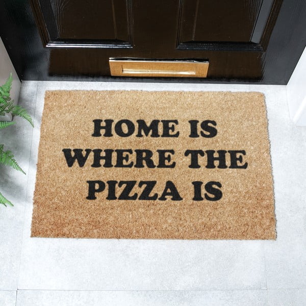 Iš kokoso pluošto grindų kilimėlis 40x60 cm Home Is Where the Pizza Is – Artsy Doormats-image-2