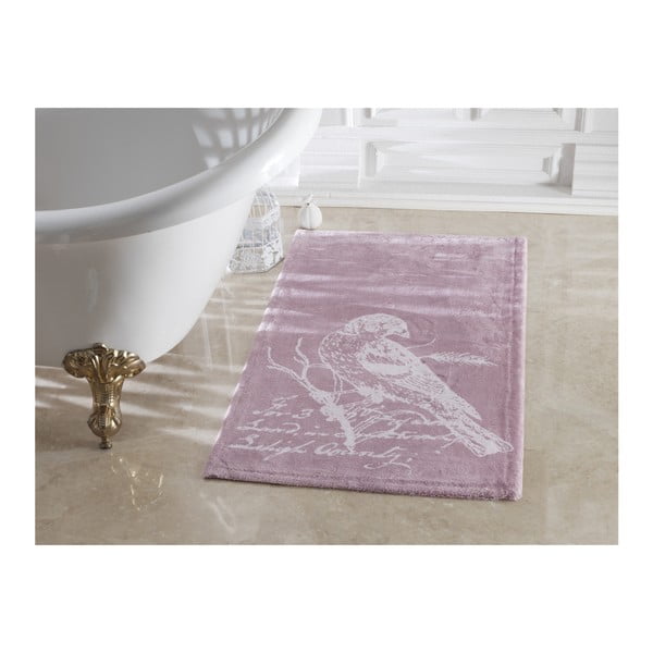 Violetinės spalvos 100% medvilnės vonios kilimėlis Cuckoo, 70 x 120 cm