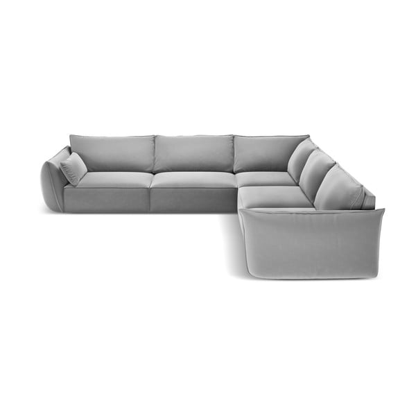 Šviesiai pilkos spalvos iš velveto kampinė sofa Vanda – Mazzini Sofas