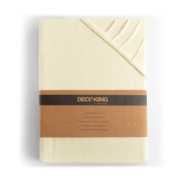 Kreminės spalvos iš Jersey audinio paklodė su guma 120x200 cm Amber – Restilo-image-4