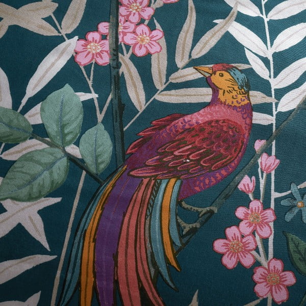 Tamsiai žalios spalvos dvigulė/itin ilga patalynė 230x220 cm Tropical Floral Birds – Catherine Lansfield-image-4