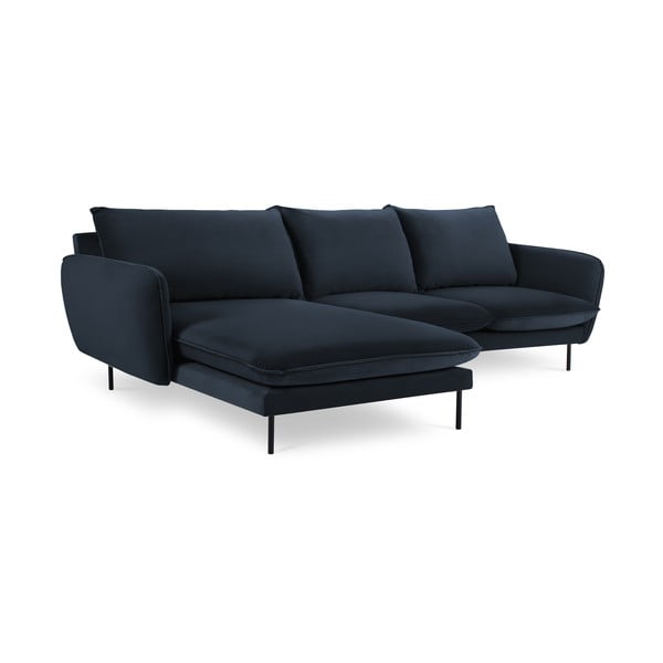 Tamsiai mėlyna aksominė kampinė sofa (kairysis kampas) Vienna - Cosmopolitan Design