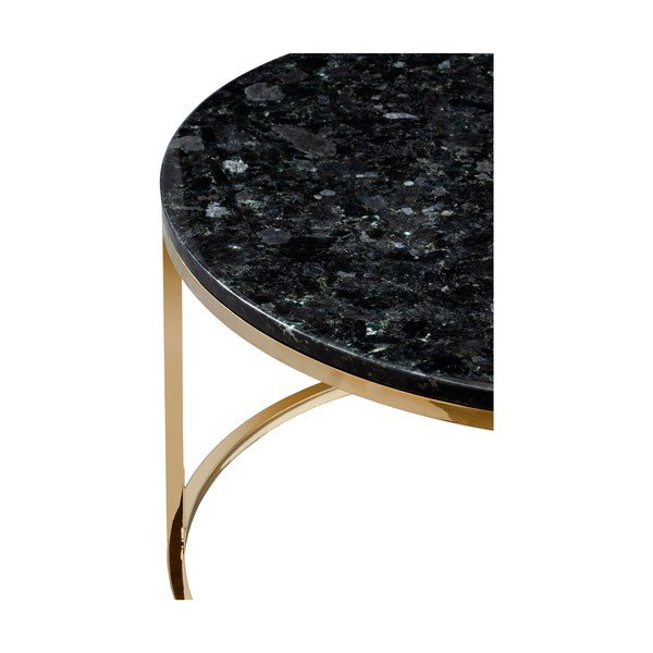 Juodos spalvos granito kavos staliukas su aukso spalvos pagrindu RGE Crystal, ⌀ 85 cm-image-3