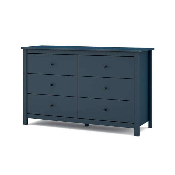 Tamsiai mėlyna žema pušies komoda 130x80 cm Misti - Marckeric-image-2