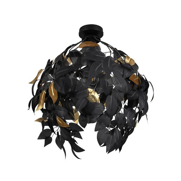 Matinės juodos spalvos iš metalo lubinis šviestuvas ø 38 cm su plastikiniu gaubtu Leavy – Reality