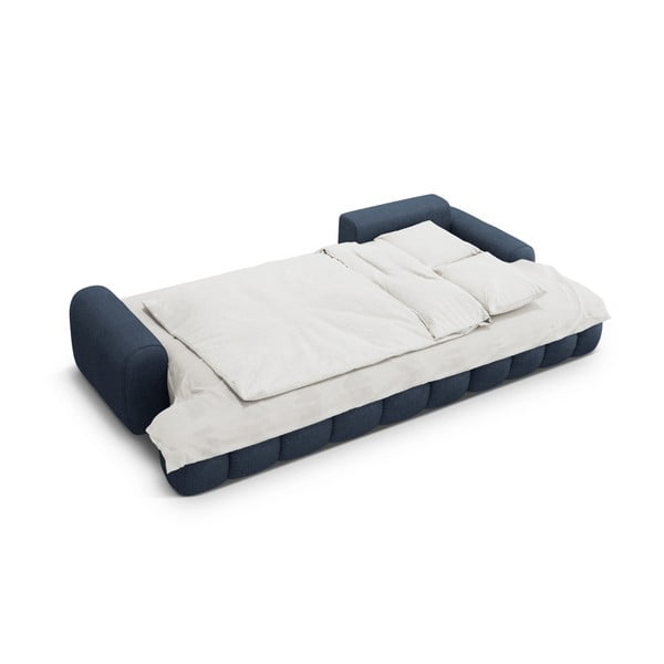 Tamsiai mėlynos spalvos sulankstoma/su sandėliavimo vieta kampinė sofa (su dešiniuoju kampu/su gultu) Linz – Cosmopolitan Design-image-4