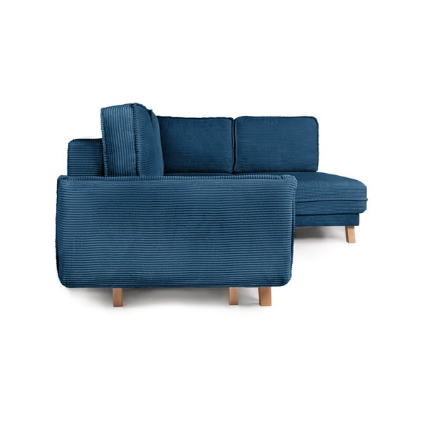 Iš kordinio velveto sulankstoma kampinė sofa mėlynos spalvos (su dešiniuoju kampu) Tori – Bonami Selection-image-3