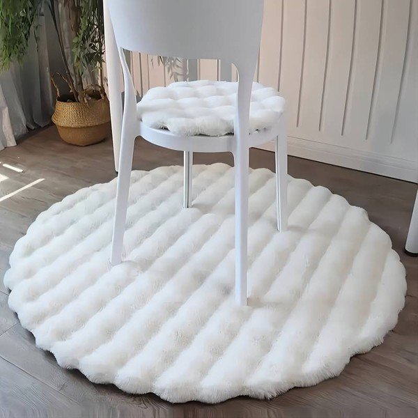 Skalbiamas apvalios formos kilimas baltos spalvos ø 80 cm Bubble White – Mila Home-image-1