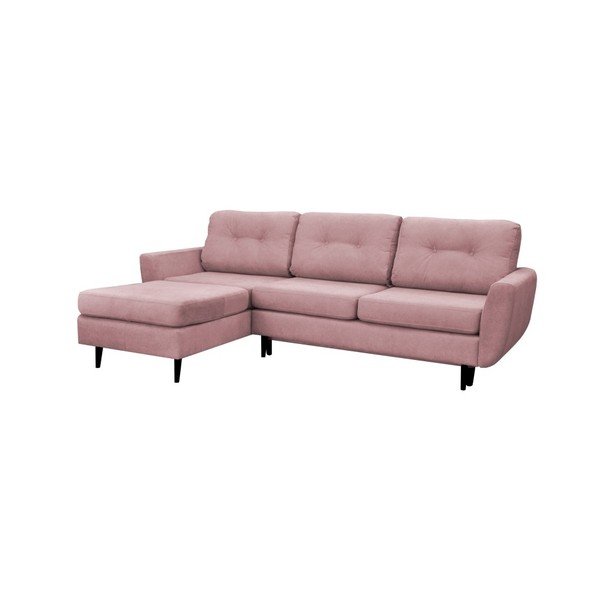 Šviesiai rožinė sofa-lova su juodomis kojomis Mazzini Sofas Hortensia, kairysis kampas-image-1
