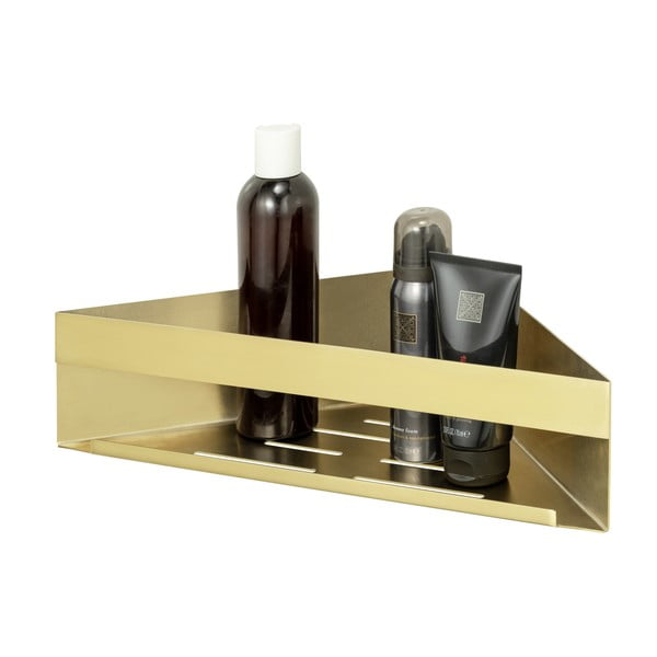Kampinė aukso spalvos nerūdijančio plieno savadarbė vonios kambario lentyna Genova - Wenko-image-2