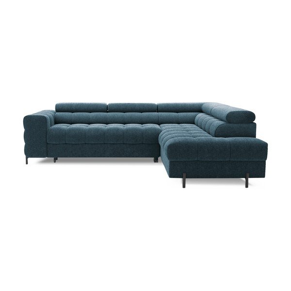 Mėlynos spalvos iš boucle sulankstoma/su sandėliavimo vieta kampinė sofa (su dešiniuoju kampu/„L“ formos) Ferucce – ELTAP-image-2