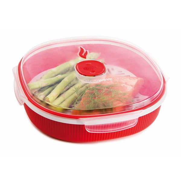 Raudonos spalvos rinkinys skirtas maistui garinti mikrobangų krosnelėje Snips Dish Steamer, 2 l-image-4