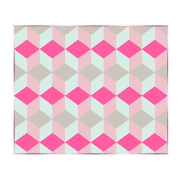 Vilnonė antklodė Block Pink, 180x150 cm