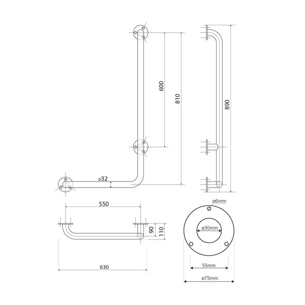 Sieninė iš plieno rankena 63 cm Handicap Right – Sapho-image-2