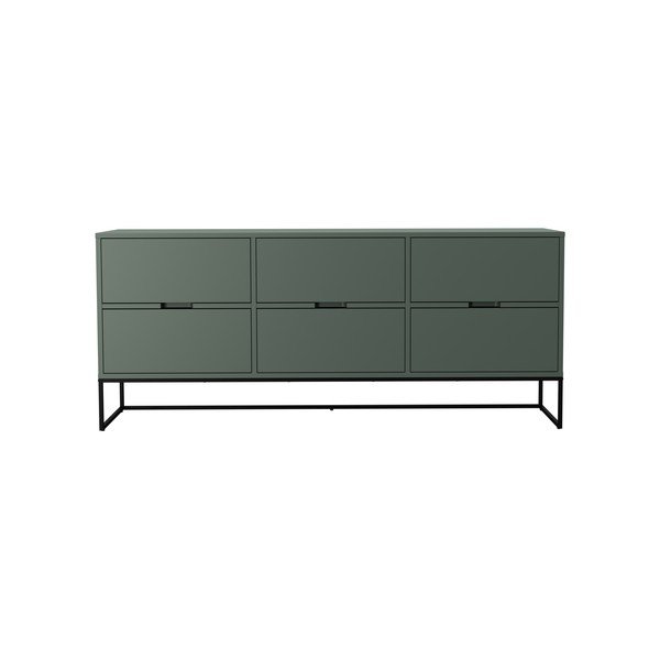 Pilkšvai žalios spalvos komoda su juodomis metalinėmis kojomis 176x76 cm Lipp - Tenzo-image-3