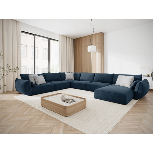 Tamsiai mėlyna kampinė sofa (kairysis kampas) Vanda - Mazzini Sofas-image-1