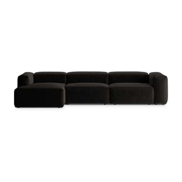 Juodos spalvos kampinė sofa (su kairiuoju kampu/su gultu) Bergamo – Cosmopolitan Design