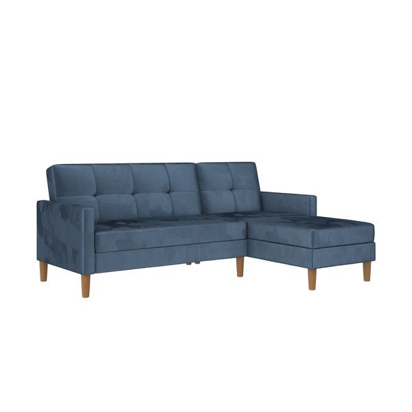 Iš velveto sulankstoma kampinė sofa mėlynos spalvos (kintama) Lilly – Støraa-image-2