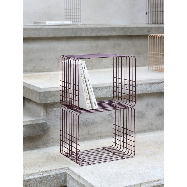 Bordo spalvos iš metalo kelių aukštų sieninė lentyna 38 cm Wire – Mette Ditmer Denmark-image-3
