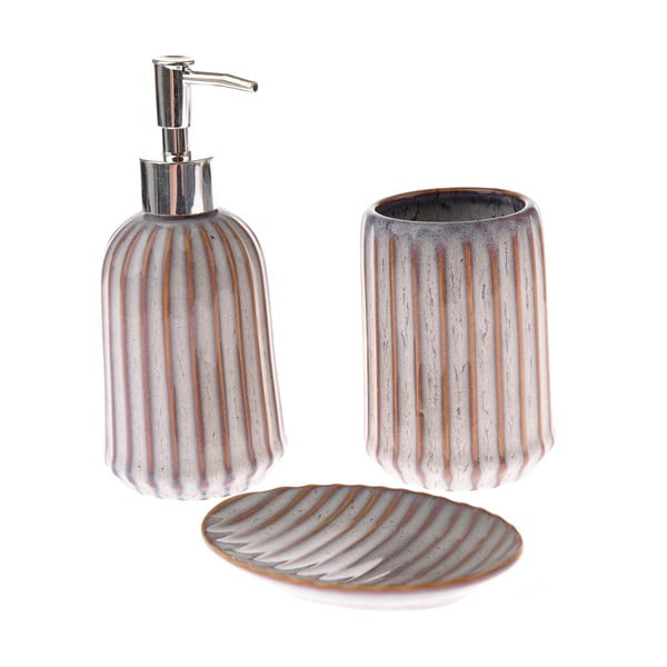 Iš keramikos vonios reikmenų rinkinys šviesiai rudos spalvos – Dakls