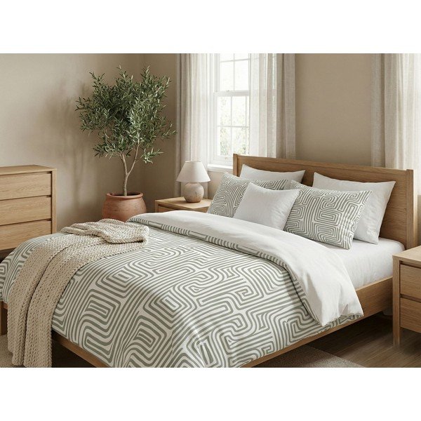 Šalavijo spalvos dvigulė patalynė 200x200 cm Maze – Mijolnir