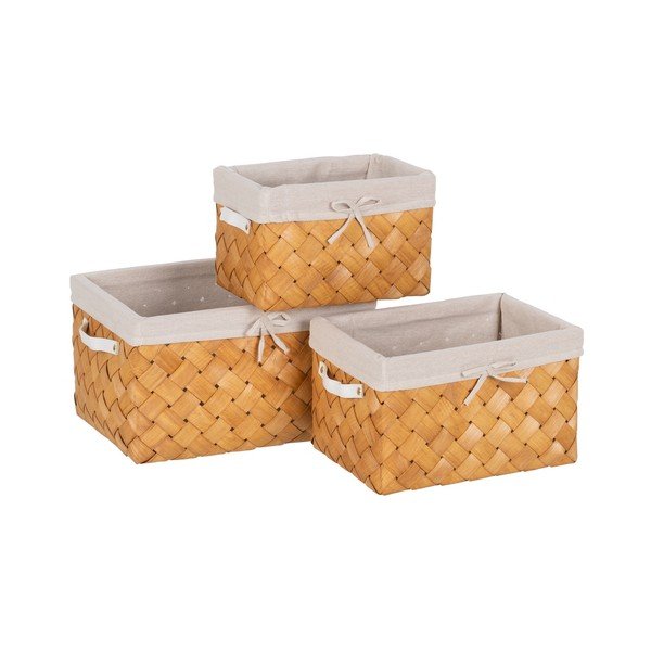 Iš medžio krepšiai 3 vnt. 39,5x30x24 cm – Ixia