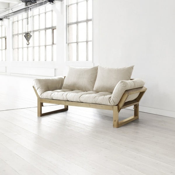 Sofa "Karup Edge", medaus/natūralios spalvos, su pagalvėlėmis 55x50x20 cm